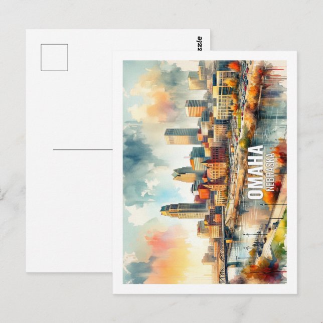 Postal Omaha Nebraska Famosos Lugares de Viaje acuático (Anverso / Reverso)