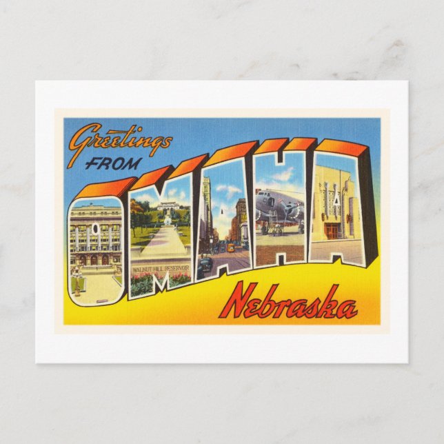 Postal Omaha Nebraska NE Antiguo recuerdo de viajes vinta (Anverso)