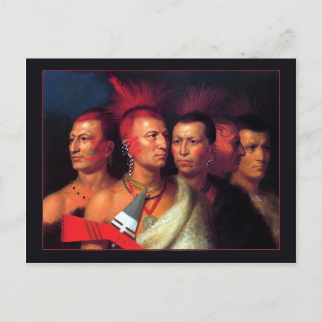 Postal Omahaw joven, águila de guerra, Missouri y pawnees (Anverso)