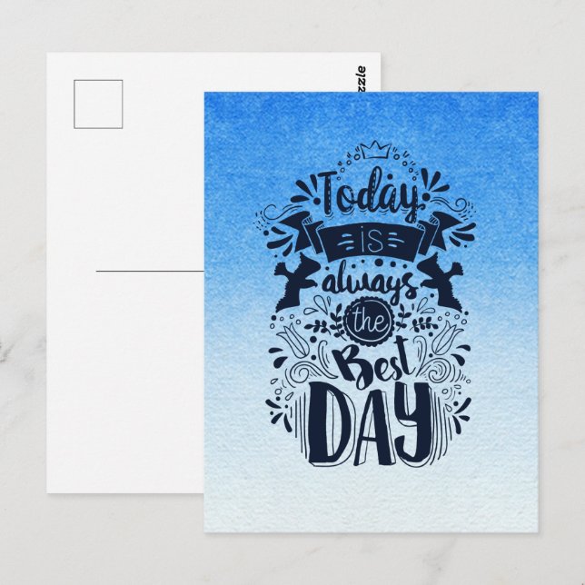 Postal Ombre Azul y blanco bucear en tonos soñados (Anverso / Reverso)