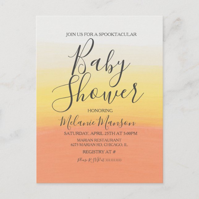 Postal Ombre Halloween Candy Corn Baby Shower (Anverso)