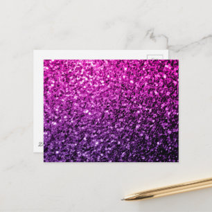 Postal Ombre rosa púrpura con brillo falso destellos