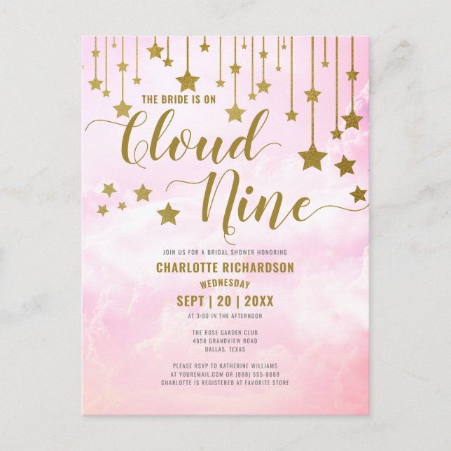 Postal On Cloud Nine Dreamy Pastel Pink Despedida de Solt (Anverso)
