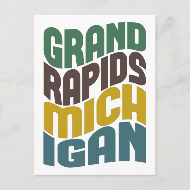 Postal Onda retro de Grand Rapids Michigan (Anverso)
