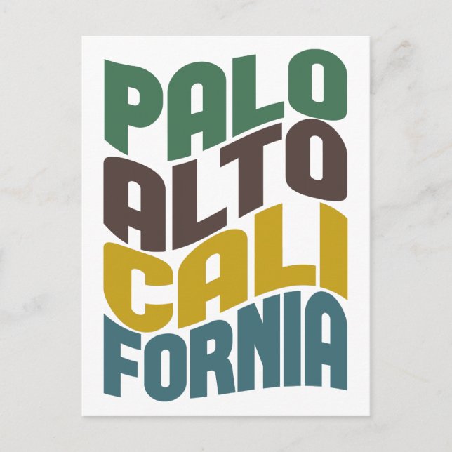 Postal Onda retro Palo Alto California (Anverso)