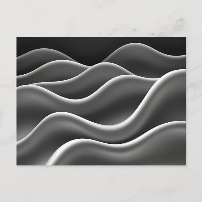 Postal Ondas abstractas monocromáticas con líneas suaves (Anverso)