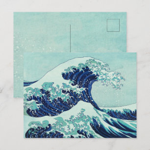 Postal Ondas azules de Hokusai