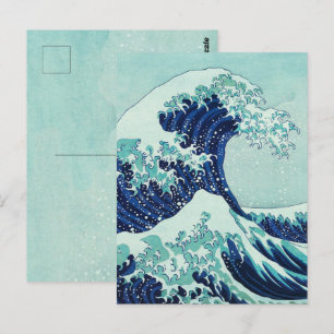 Postal Ondas azules de Hokusai