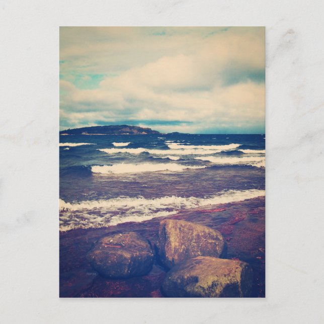 Postal Ondas En El Lago Superior (Anverso)