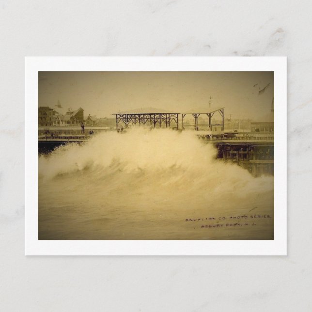 Postal Ondas fuertes, Asbury Park, New Jersey Vintage (Anverso)