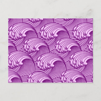Postal Ondas japonesas vintage, violeta púrpura y laica
