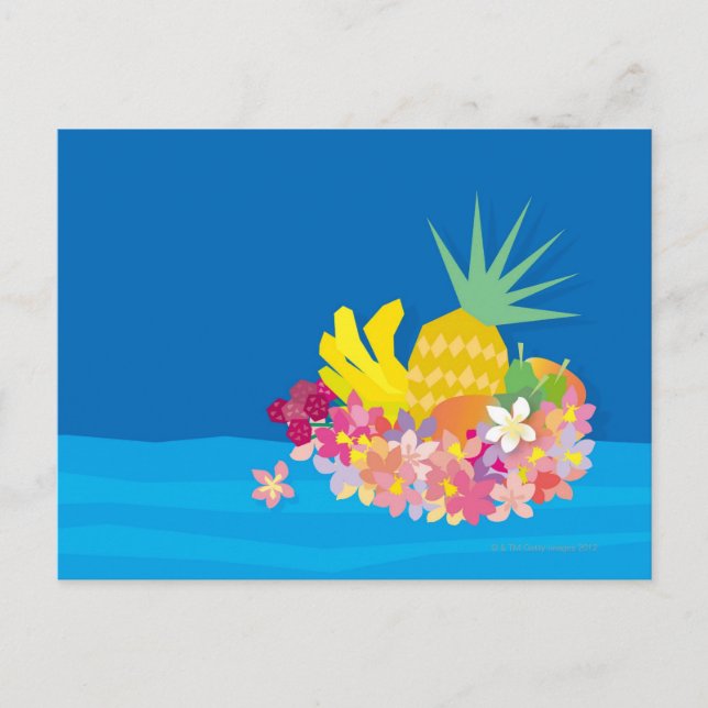 Postal Ondas tropicales de flores (Anverso)
