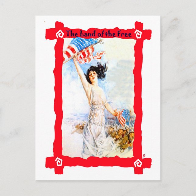 Postal ondeando la bandera (Anverso)