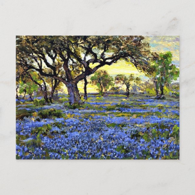 Postal Onderdonk - Árbol de roble antiguo y Bluebells (Anverso)