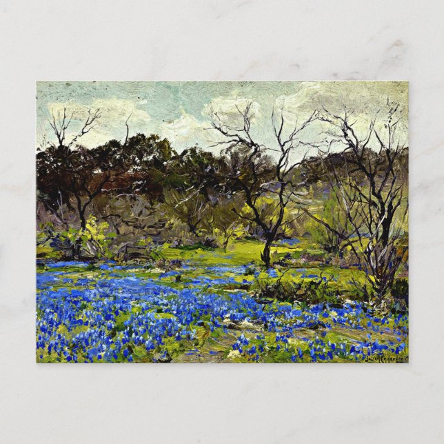 Postal Onderdonk - Primavera temprana, Bluebonnets y Mesq (Anverso)