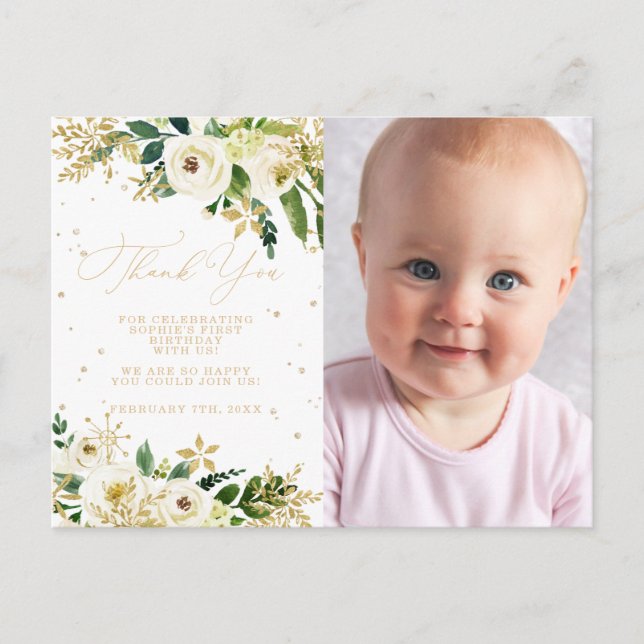 Postal Onderland First Birday Foto Gracias (Anverso)