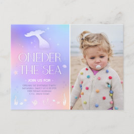 Postal Oneder the Sea Whimsical Sparkly Mermaid Cumpleaño