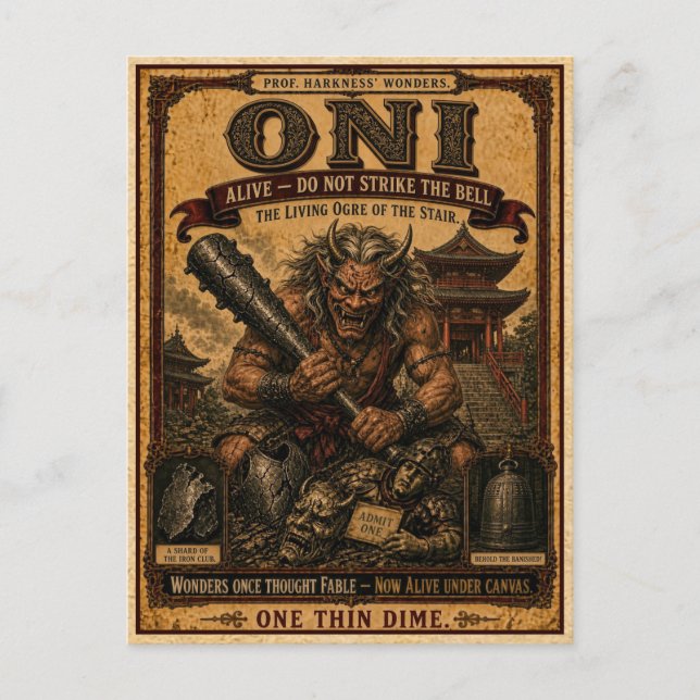 Postal Oni, Monstruo de Circo Antiguo (Anverso)