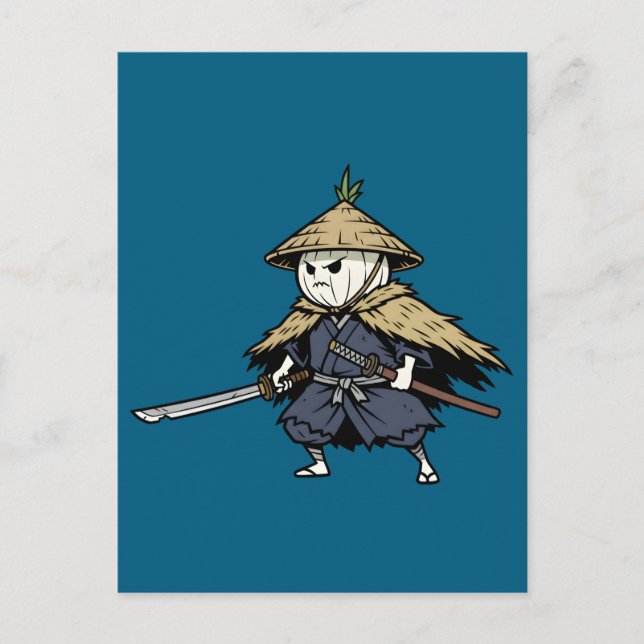 Postal Onion Ronin Wandering Samurai Warrior Illustration (Anverso)