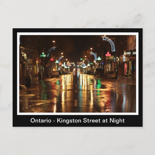 Postal Ontario, calle Kingston de noche (Anverso)
