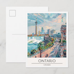 Postal Ontario Canadá Arte Ilustración Viaje
