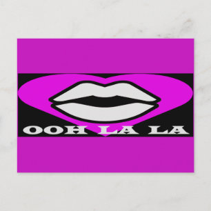 Postal OO La La diseño rosa y de belleza negra francés