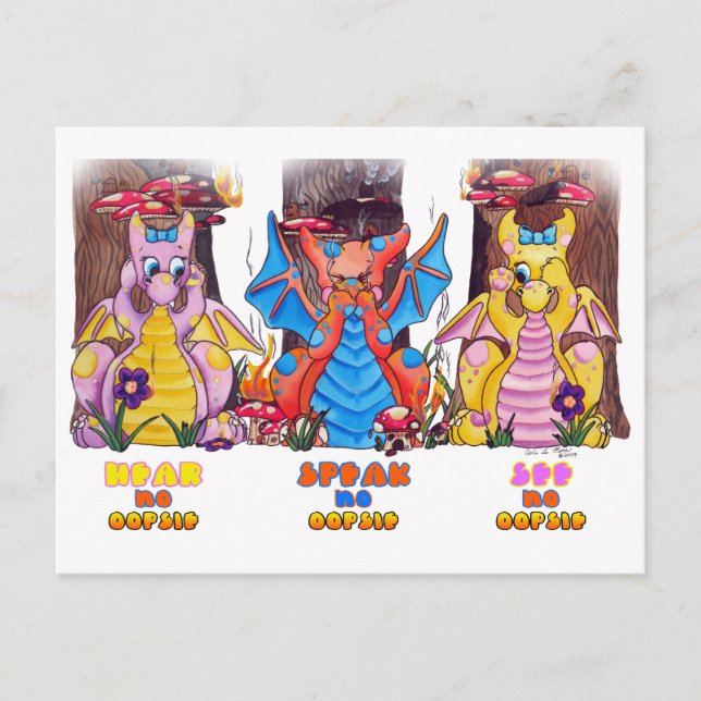 Postal Oopsies lindo bebé dragón (Anverso)