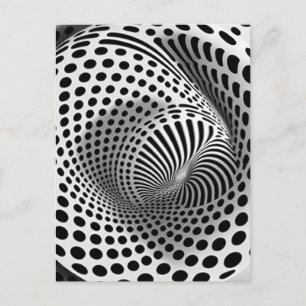 Postal Op-Art Negro Y Blanco