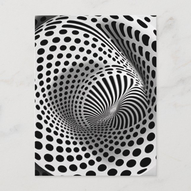 Postal Op-Art Negro Y Blanco (Anverso)