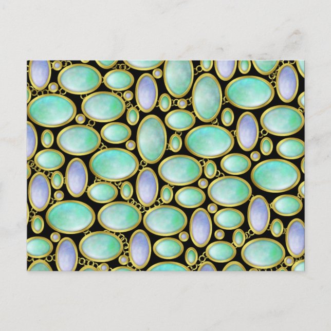 Postal Opal Brooch Gem Gemstone Turquoise Pattern (Anverso)