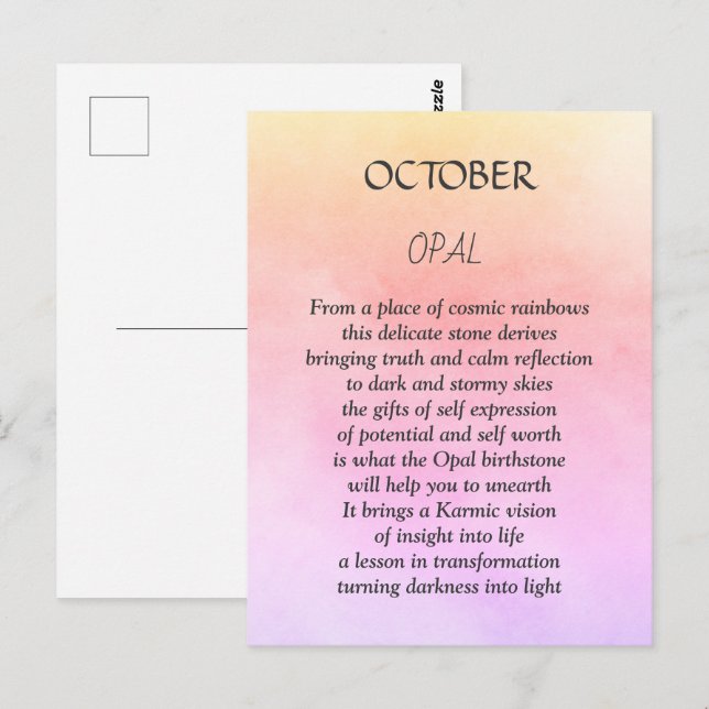 Postal Opal, fecha de nacimiento de octubre (Anverso / Reverso)