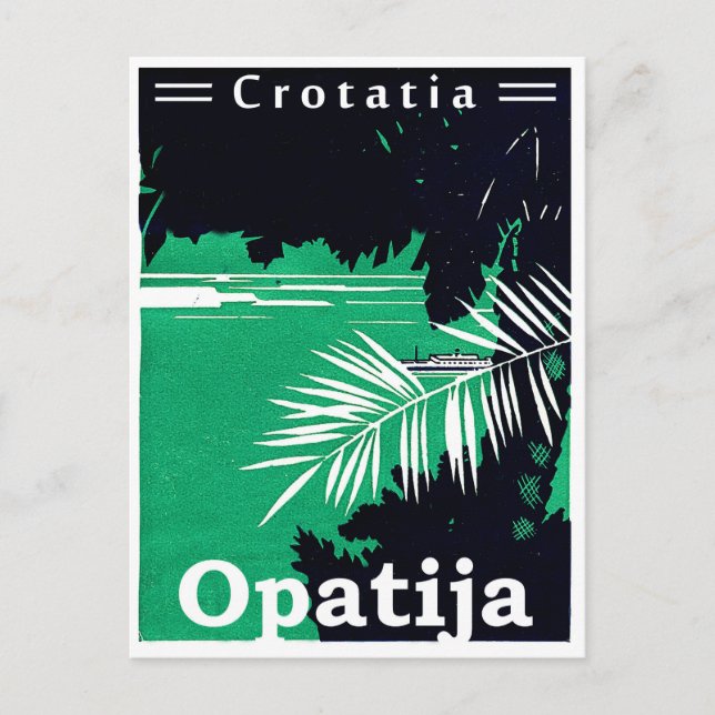 Postal Opatia, Croacia, mar Adriático, dos cosechas de co (Anverso)