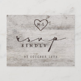 Postal Opción rústica tallada RSVP de la comida de la
