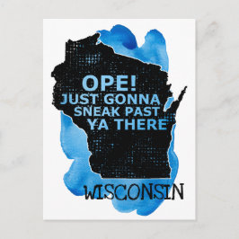 Postal Ope Te Cuela Por Allá Mapa de Wisconsin Cita Azul
