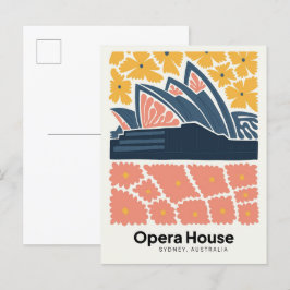 Postal Ópera Casa Sydney Australia viajes arte floral
