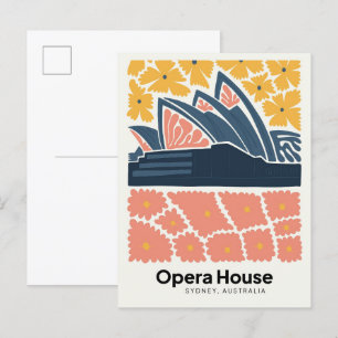 Postal Ópera Casa Sydney Australia viajes arte floral