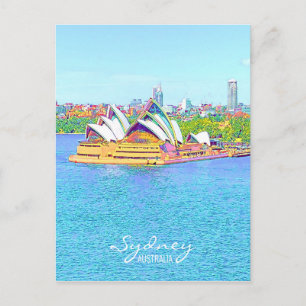 Postal Ópera Casa Sydney Harbour vista al agua Postcard