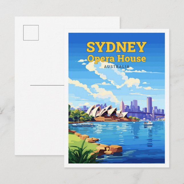 Postal Ópera de Sidney Australia Viaje arte cosecha (Anverso / Reverso)