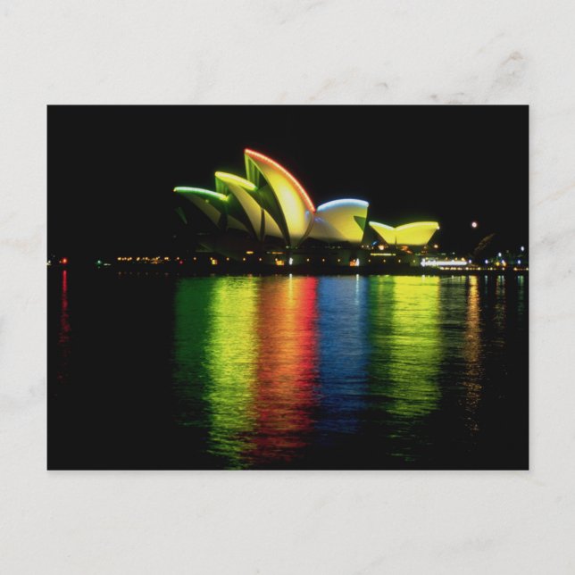 Postal Ópera de Sidney con luces olímpicas, nuevo sur (Anverso)