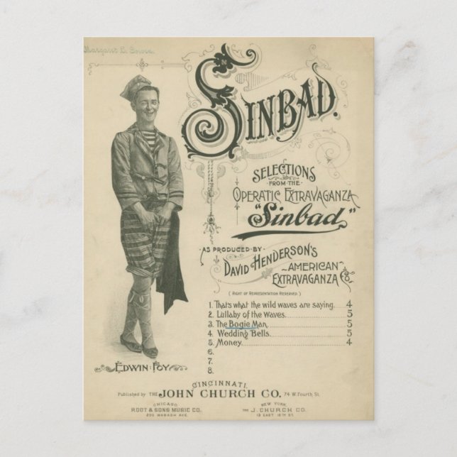 Postal Ópera Sinbad del vintage (Anverso)