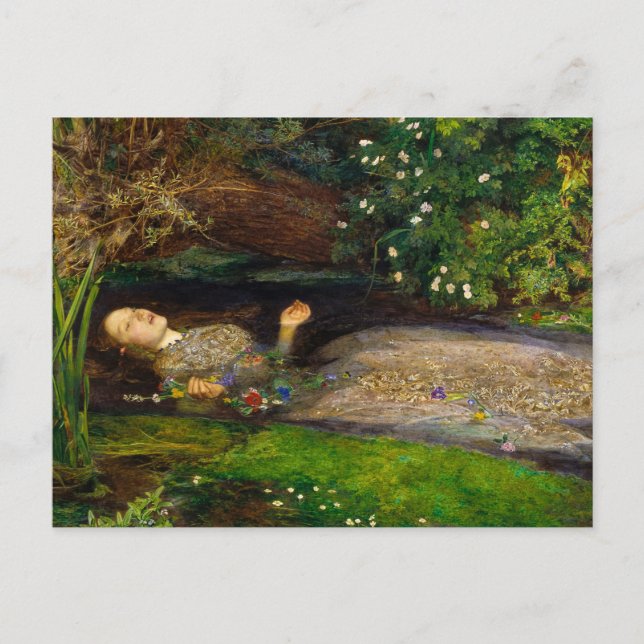 Postal Ophelia, 1851 por John Everett Millais (Anverso)