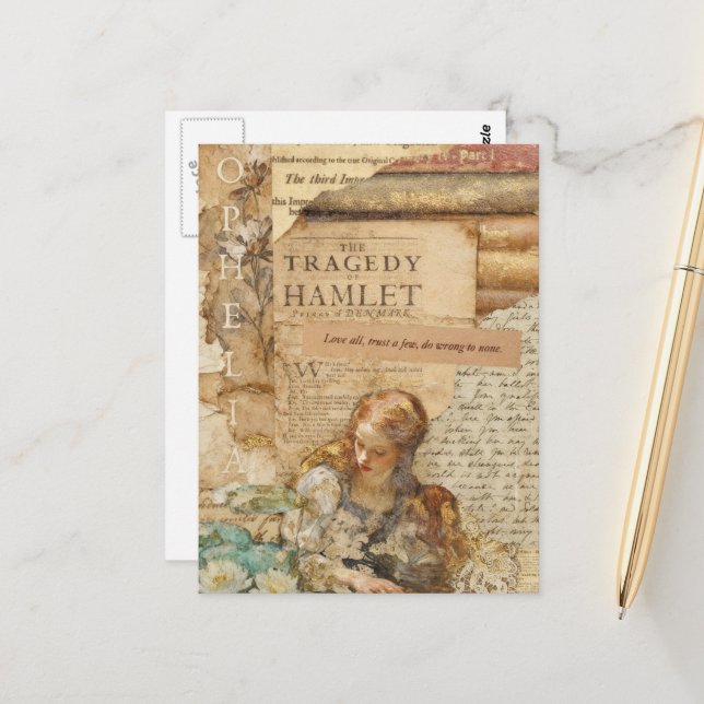 Postal Ophelia Mixed Media Collage (Anverso/Reverso In Situ)