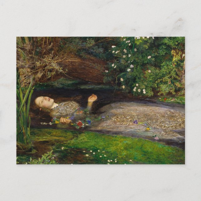 Postal Ophelia por John Everett Millais (Anverso)