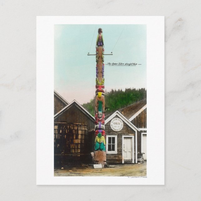 Postal Opinión el cuervo TotempoleWrangell, AK (Anverso)