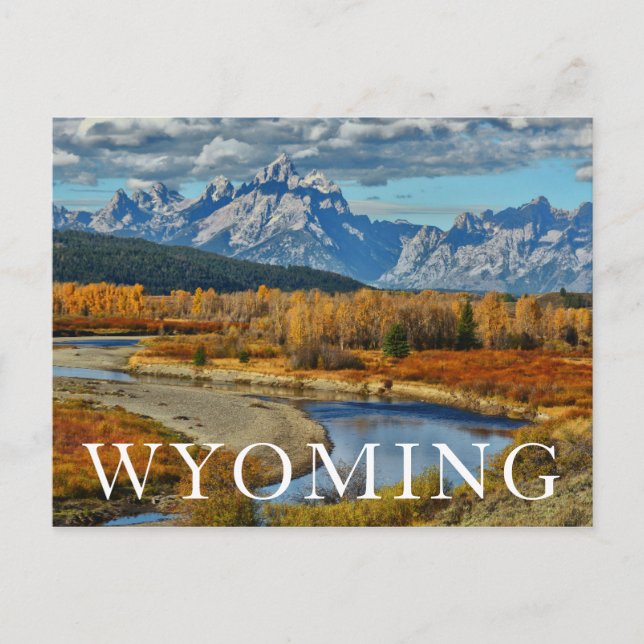 Postal Opinión magnífica del río de las montañas de Teton (Anverso)
