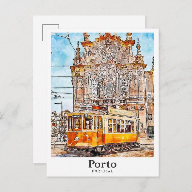 Postal Oporto Portugal Arte Viajar Mano de Agua (Anverso / Reverso)