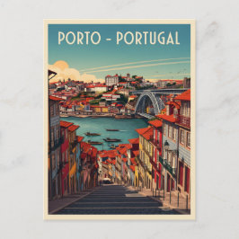 Postal Oporto, Portugal - Ciudad y río
