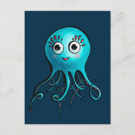 Postal Opulpo azul lindo - Kawaii Personalizado Animal