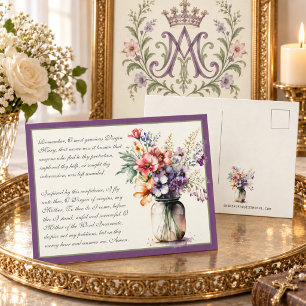 Postal Oración católica Lavanda Memorare a la Virgen Marí