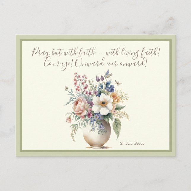 Postal Oración cristiana floral Escritura Verse (Anverso)